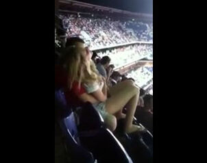 Public hook-up in stadium during football match
